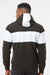 J America 8644 Mens Varsity Fleece Colorblock Hooded Sweatshirt Hoodie w/ Pouch Pocket Black Model Back