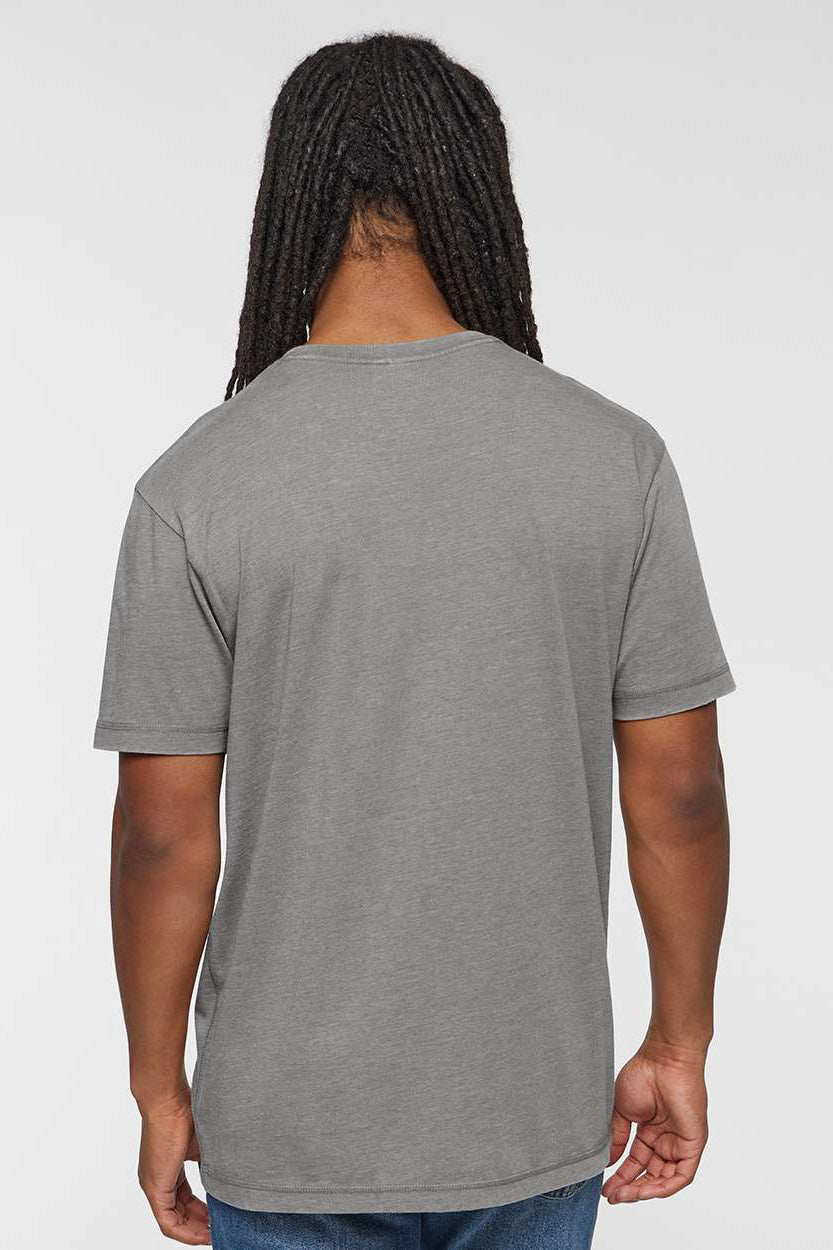 LAT 6902 Mens Vintage Wash Short Sleeve Crewneck T-Shirt Grey Model Back