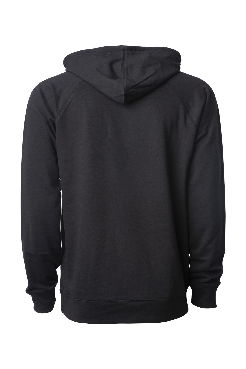 Independent Trading Company SS1000 Mens Icon Loopback Terry Hooded Sweatshirt Hoodie w/ Pouch Pocket Black Flat Back