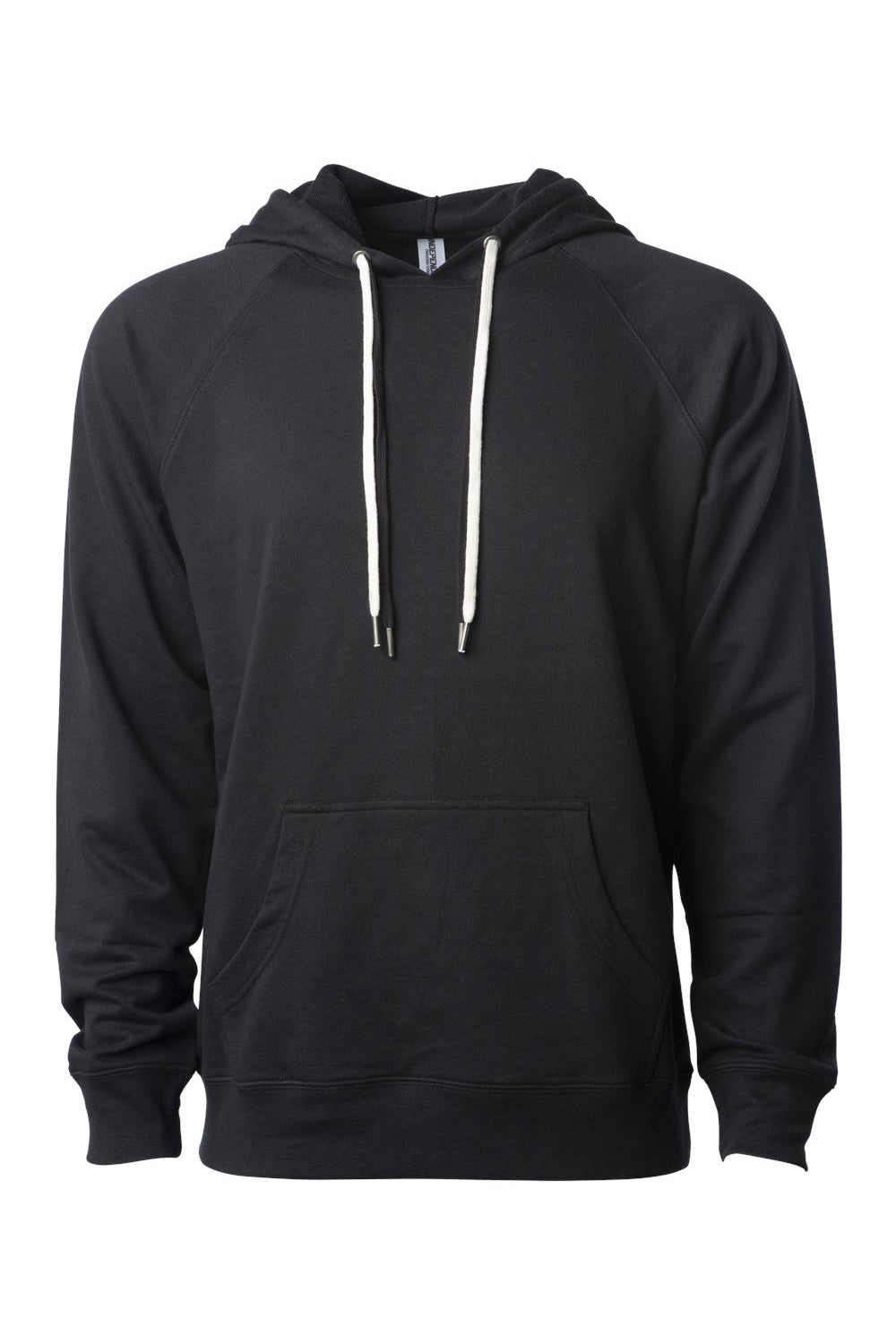 Independent Trading Company SS1000 Mens Icon Loopback Terry Hooded Sweatshirt Hoodie w/ Pouch Pocket Black Flat Front