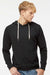 Independent Trading Company SS1000 Mens Icon Loopback Terry Hooded Sweatshirt Hoodie w/ Pouch Pocket Black Model Front