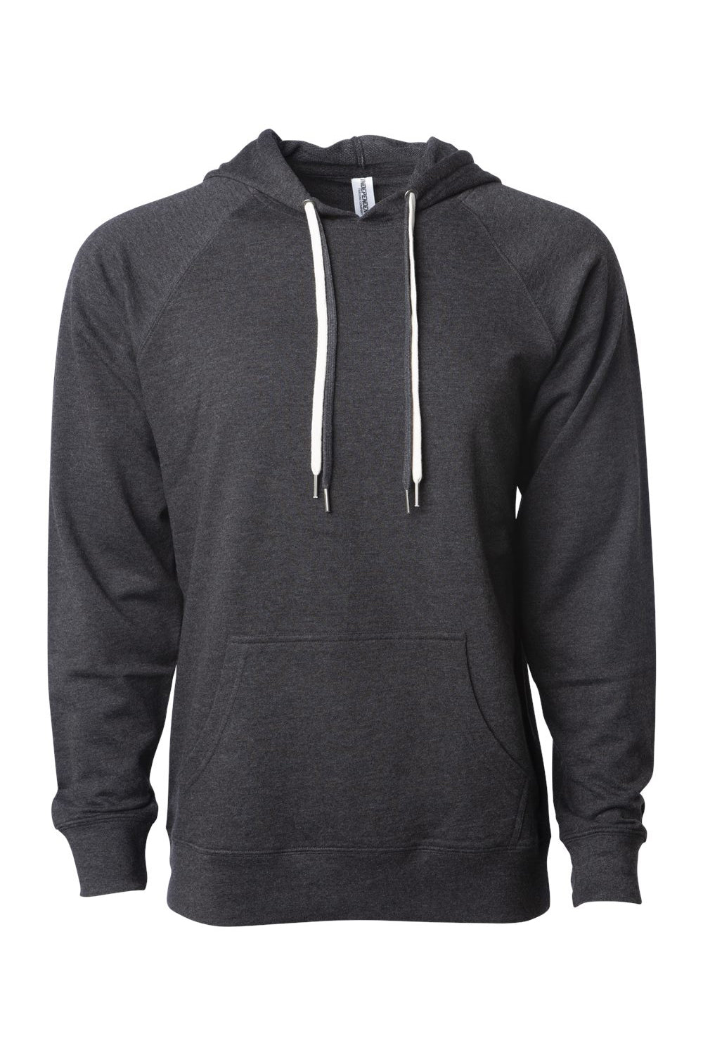 Independent Trading Company SS1000 Mens Icon Loopback Terry Hooded Sweatshirt Hoodie w/ Pouch Pocket Heather Charcoal Grey Flat Front