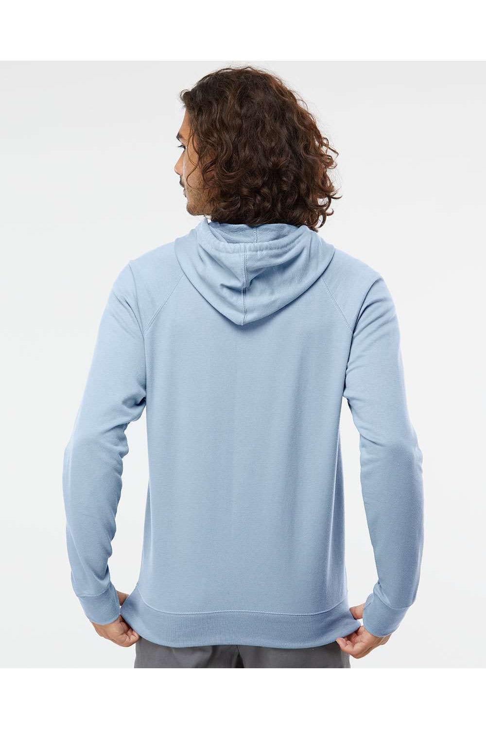 Independent Trading Co. SS1000 Mens Icon Loopback Terry Hooded Sweatshirt Hoodie Misty Blue Model Back