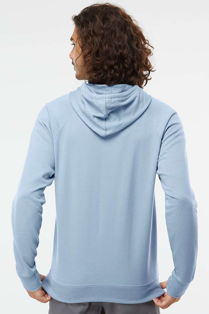 Independent Trading Company SS1000 Mens Icon Loopback Terry Hooded Sweatshirt Hoodie w/ Pouch Pocket Misty Blue Model Back