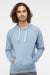 Independent Trading Company SS1000 Mens Icon Loopback Terry Hooded Sweatshirt Hoodie w/ Pouch Pocket Misty Blue Model Front
