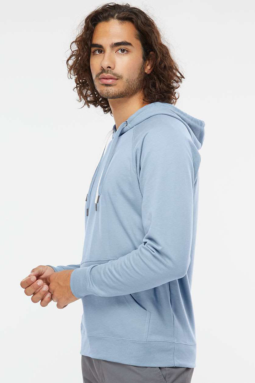 Independent Trading Company SS1000 Mens Icon Loopback Terry Hooded Sweatshirt Hoodie w/ Pouch Pocket Misty Blue Model Side