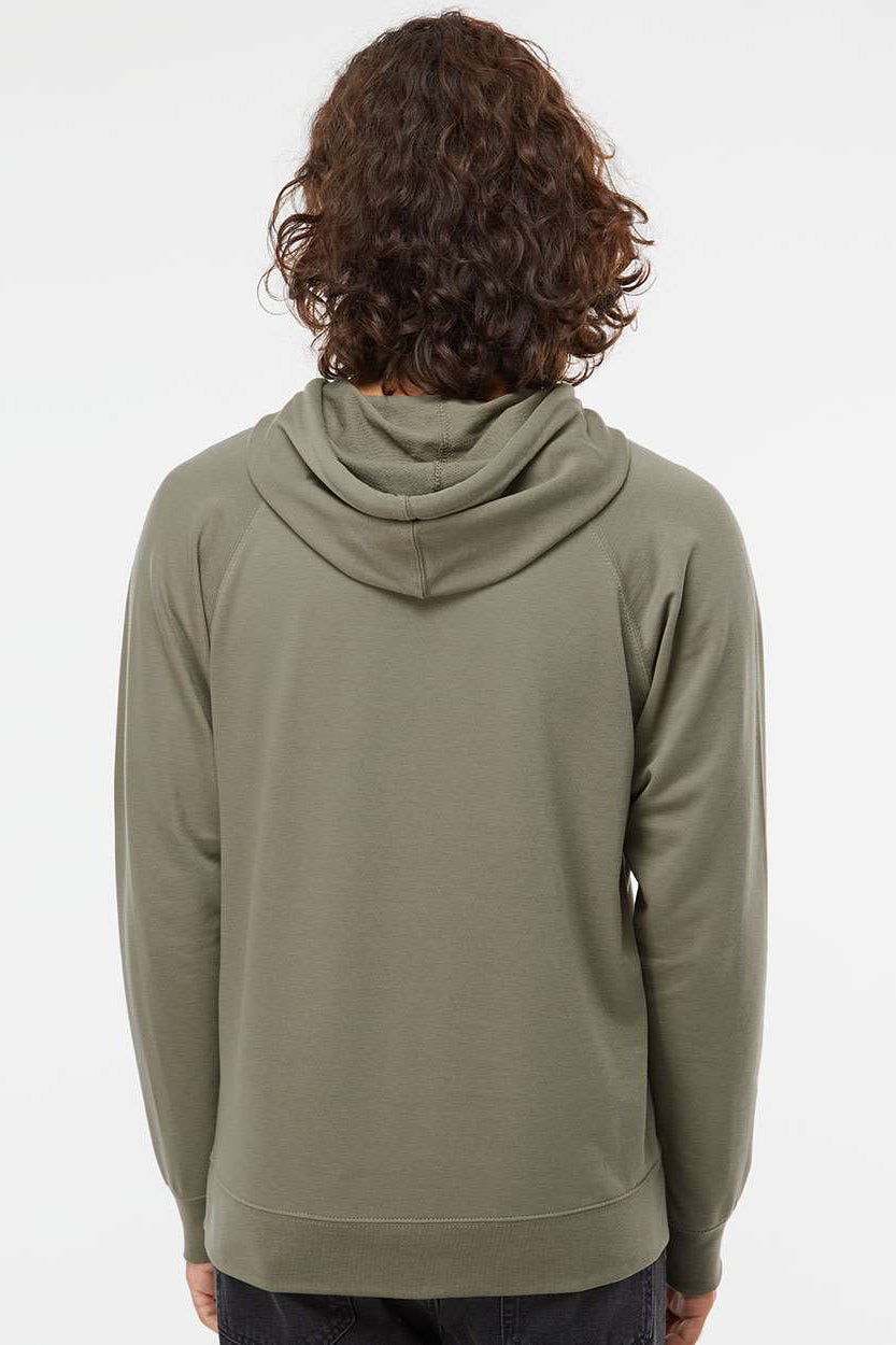 Independent Trading Company SS1000 Mens Icon Loopback Terry Hooded Sweatshirt Hoodie w/ Pouch Pocket Olive Green Model Back