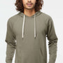 Independent Trading Company Mens Icon Loopback Terry Hooded Sweatshirt Hoodie w/ Pouch Pocket - Olive Green