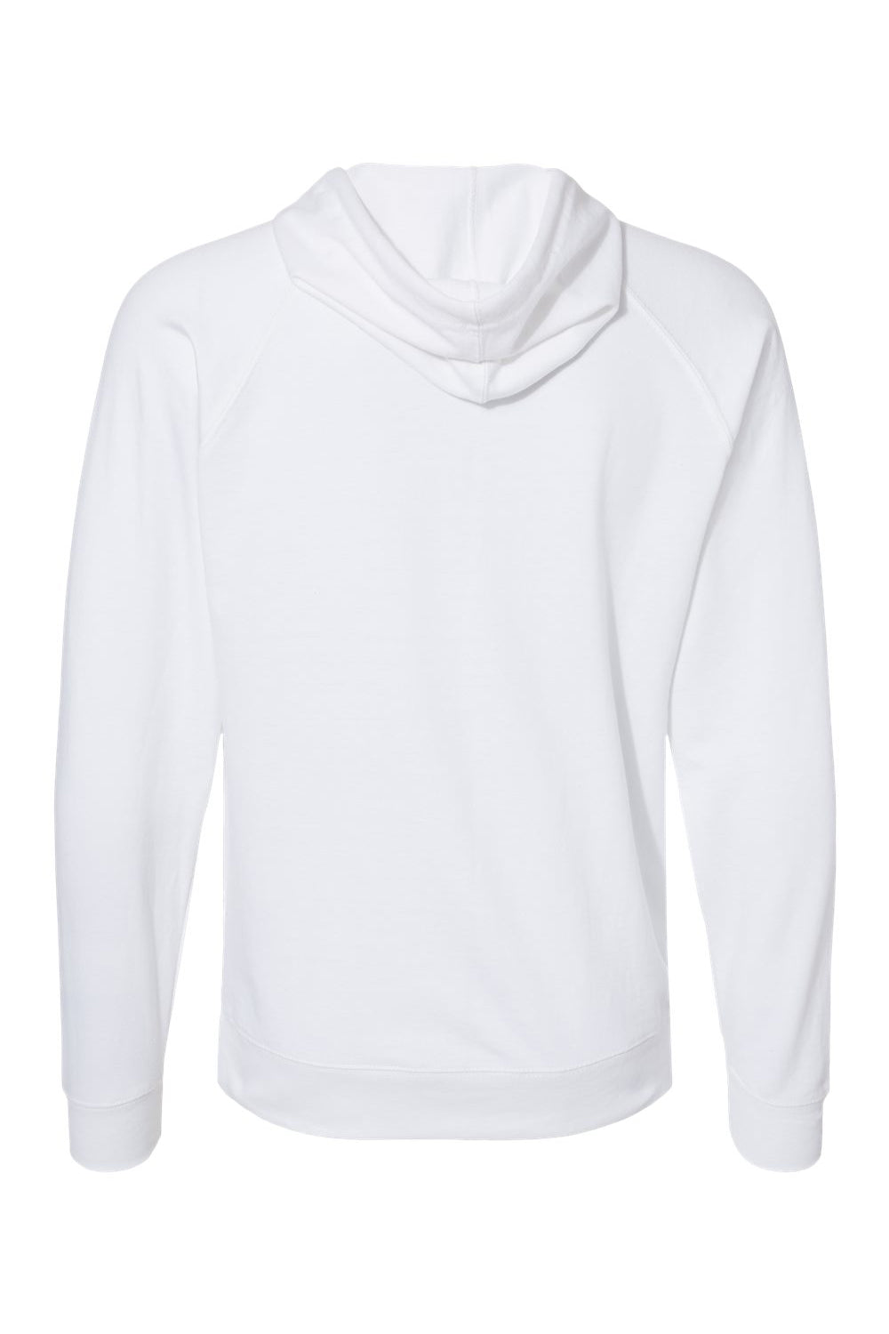 Independent Trading Company SS1000 Mens Icon Loopback Terry Hooded Sweatshirt Hoodie w/ Pouch Pocket White Flat Back