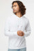 Independent Trading Company SS1000 Mens Icon Loopback Terry Hooded Sweatshirt Hoodie w/ Pouch Pocket White Model Front