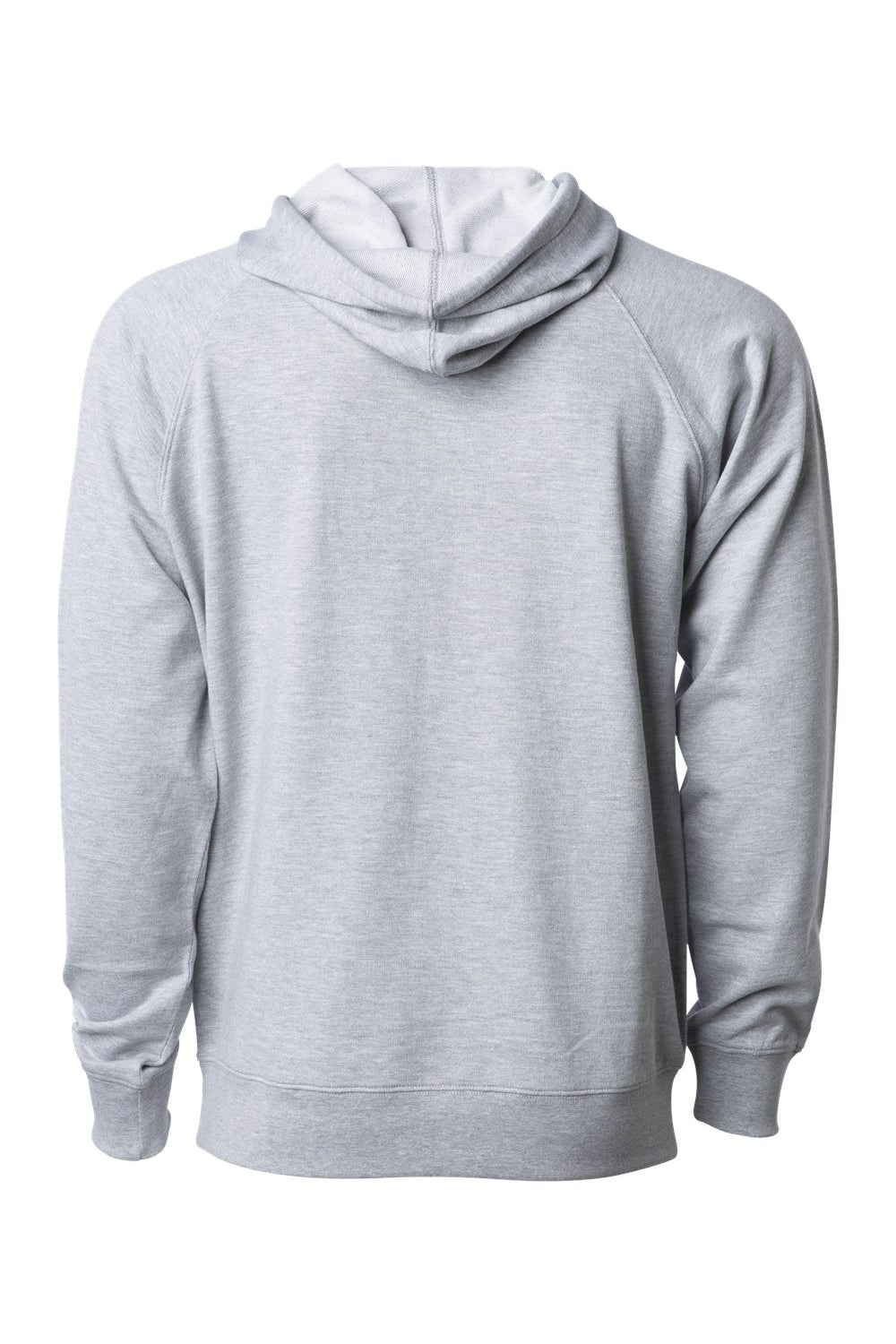 Independent Trading Company SS1000 Mens Icon Loopback Terry Hooded Sweatshirt Hoodie w/ Pouch Pocket Heather Grey Flat Back