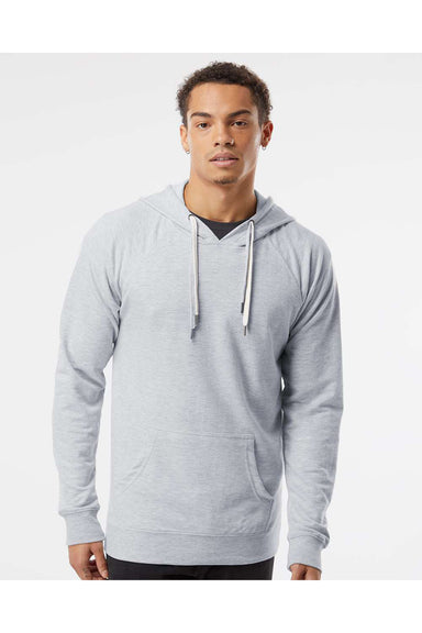 Independent Trading Co. SS1000 Mens Icon Loopback Terry Hooded Sweatshirt Hoodie Heather Grey Model Front