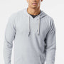 Independent Trading Company Mens Icon Loopback Terry Hooded Sweatshirt Hoodie w/ Pouch Pocket - Heather Grey