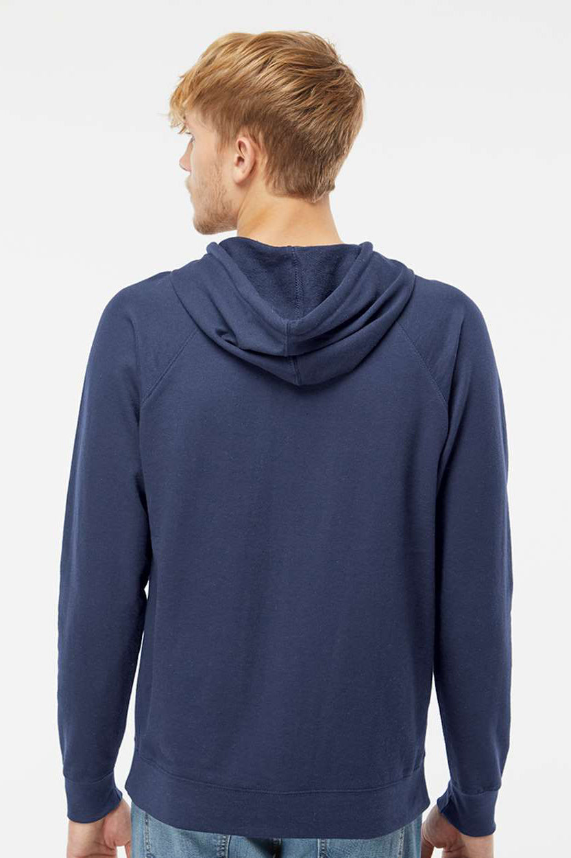 Independent Trading Company SS1000 Mens Icon Loopback Terry Hooded Sweatshirt Hoodie w/ Pouch Pocket Indigo Blue Model Back