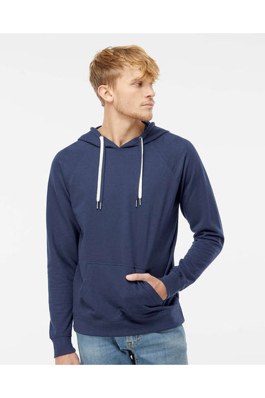 Independent Trading Co. SS1000 Mens Icon Loopback Terry Hooded Sweatshirt Hoodie Indigo Blue Model Front