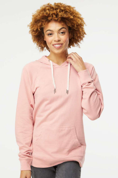 Independent Trading Company SS1000 Mens Icon Loopback Terry Hooded Sweatshirt Hoodie w/ Pouch Pocket Rose Pink Model Front