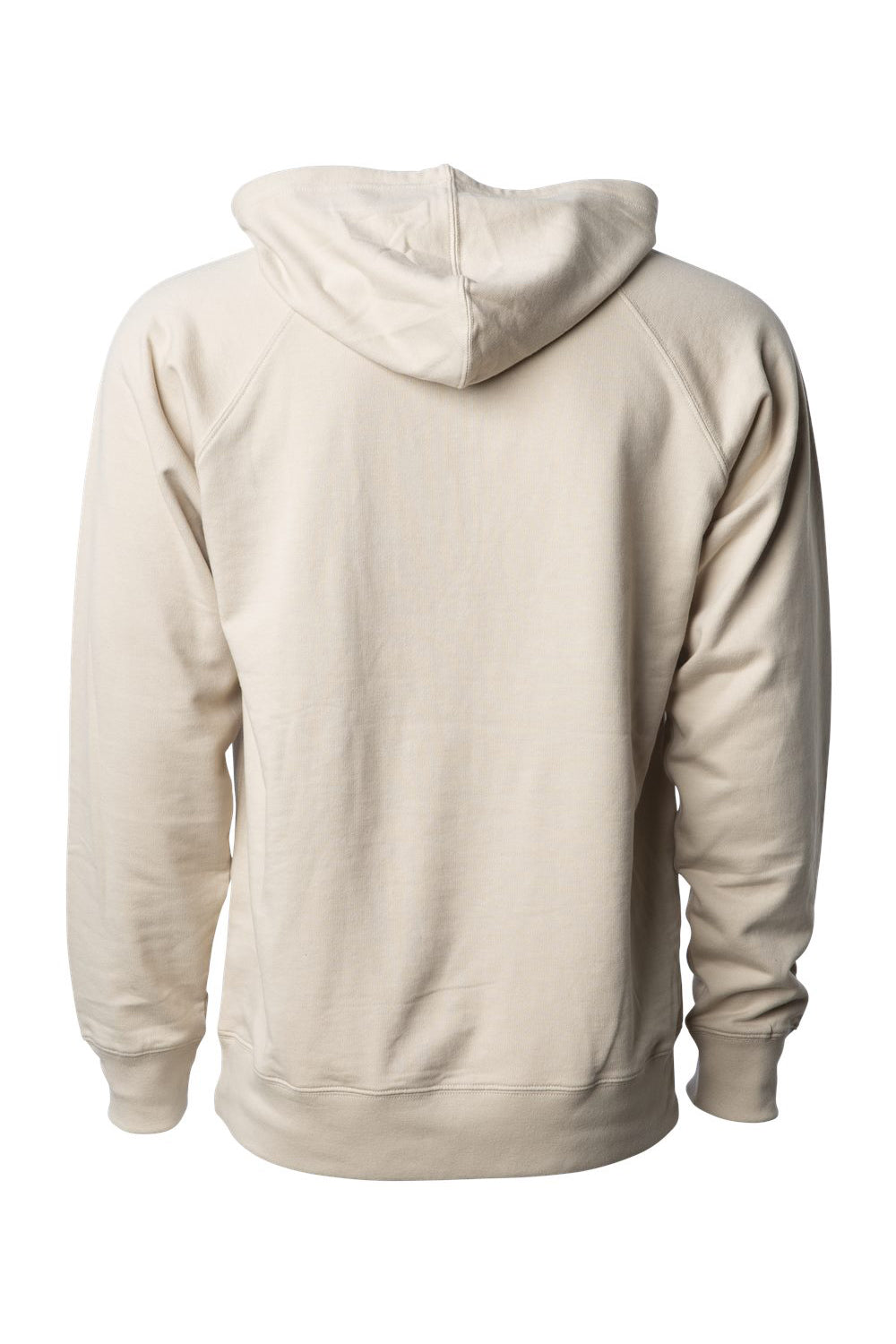 Independent Trading Company SS1000 Mens Icon Loopback Terry Hooded Sweatshirt Hoodie w/ Pouch Pocket Sand Flat Back