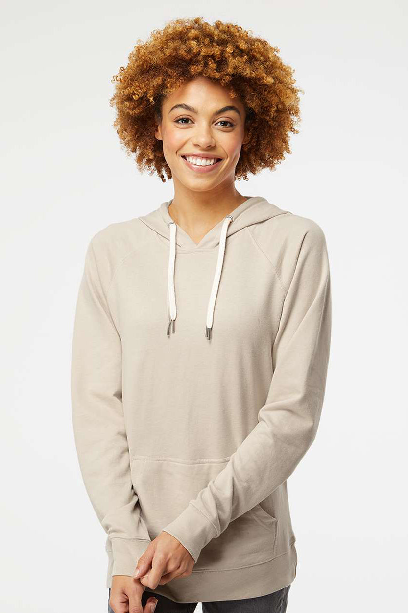 Independent Trading Company SS1000 Mens Icon Loopback Terry Hooded Sweatshirt Hoodie w/ Pouch Pocket Sand Model Front