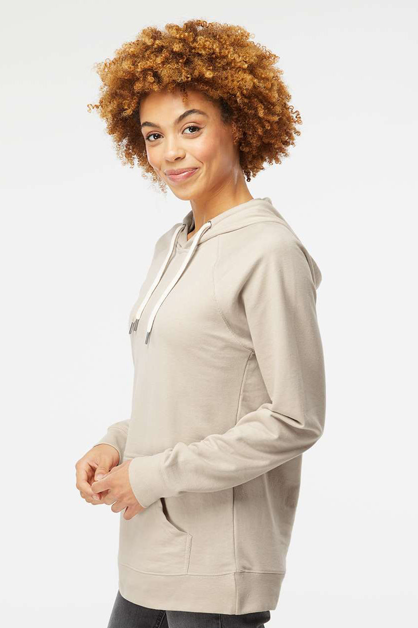 Independent Trading Company SS1000 Mens Icon Loopback Terry Hooded Sweatshirt Hoodie w/ Pouch Pocket Sand Model Side