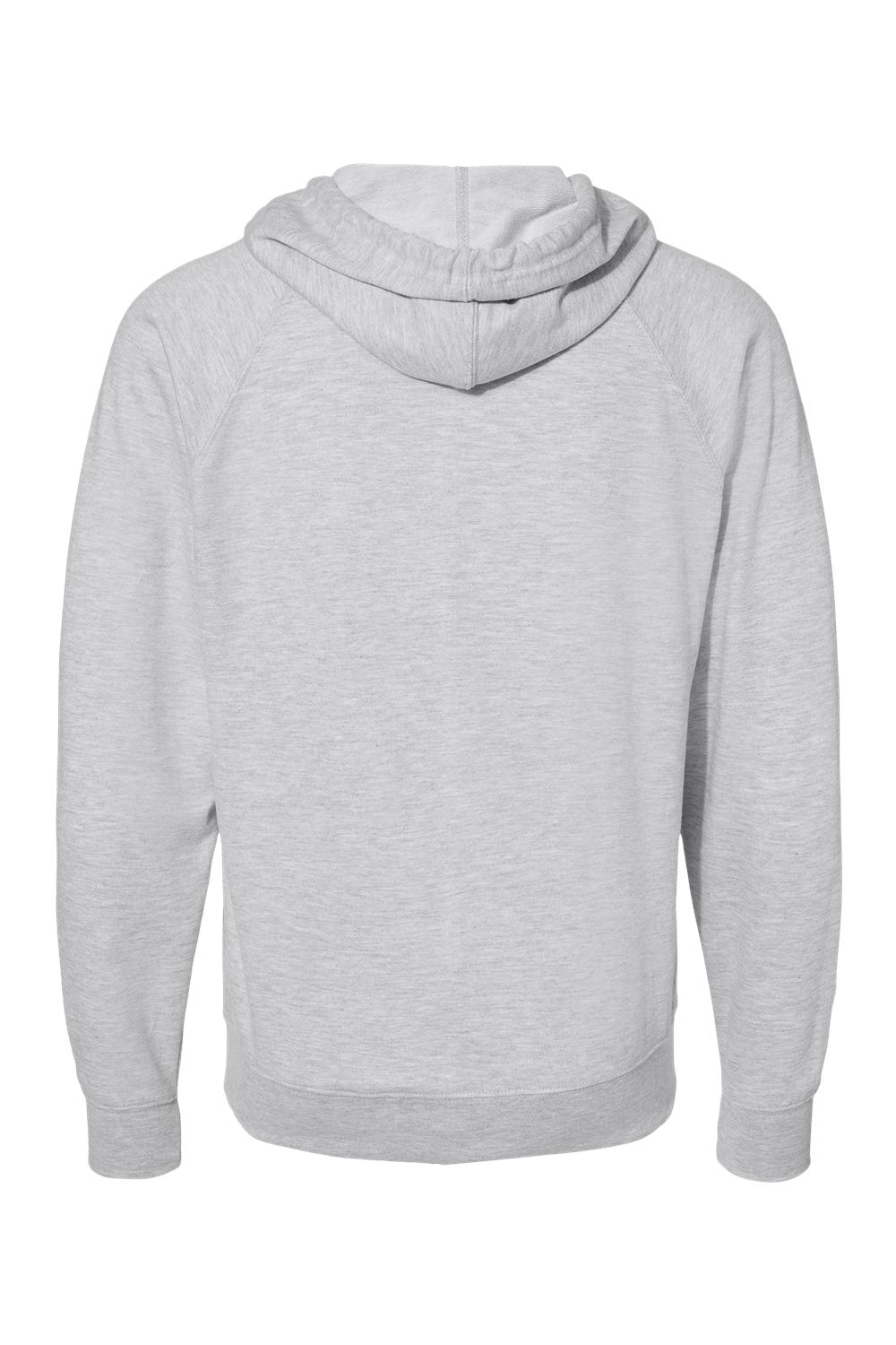 Independent Trading Company SS1000Z Mens Icon Loopback Terry Full Zip Hooded Sweatshirt Hoodie w/ Pockets Heather Grey Flat Back