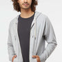 Independent Trading Company Mens Icon Loopback Terry Full Zip Hooded Sweatshirt Hoodie w/ Pockets - Heather Grey