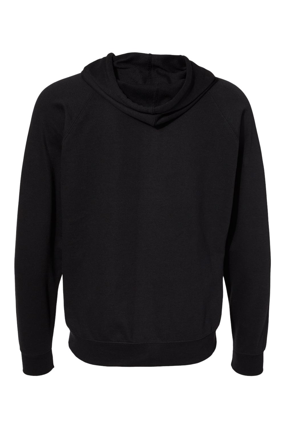 Independent Trading Company SS1000Z Mens Icon Loopback Terry Full Zip Hooded Sweatshirt Hoodie w/ Pockets Black Flat Back