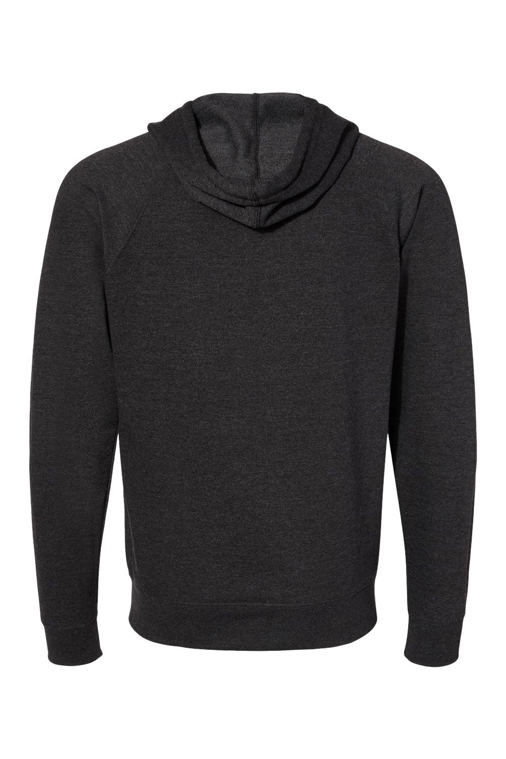 Independent Trading Company SS1000Z Mens Icon Loopback Terry Full Zip Hooded Sweatshirt Hoodie w/ Pockets Heather Charcoal Grey Flat Back