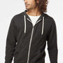 Independent Trading Company Mens Icon Loopback Terry Full Zip Hooded Sweatshirt Hoodie w/ Pockets - Heather Charcoal Grey