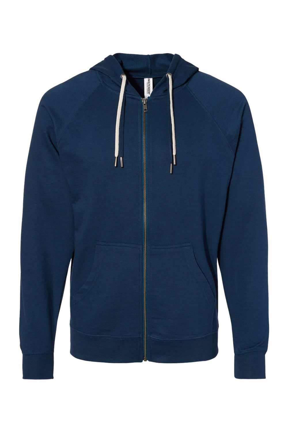 Independent Trading Co. SS1000Z Mens Icon Loopback Terry Full Zip Hooded Sweatshirt Hoodie Indigo Blue Flat Front