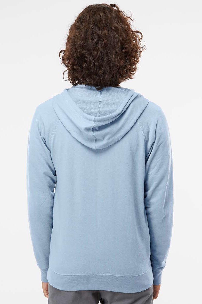Independent Trading Company SS1000Z Mens Icon Loopback Terry Full Zip Hooded Sweatshirt Hoodie w/ Pockets Misty Blue Model Back