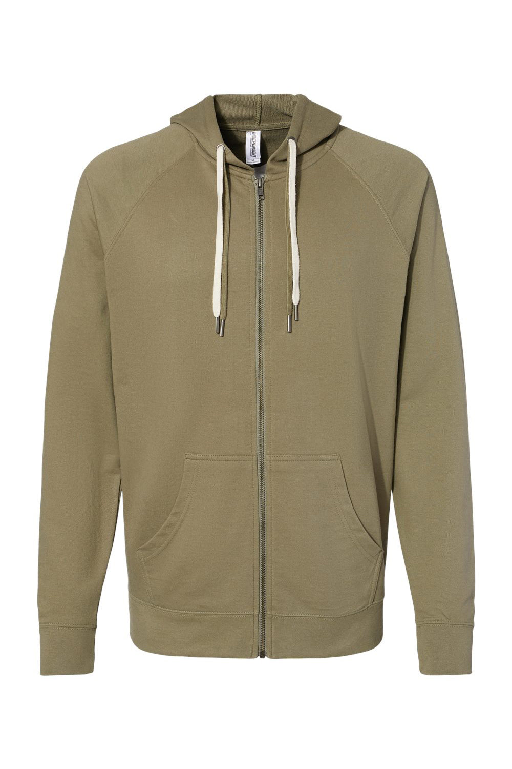 Independent Trading Company SS1000Z Mens Icon Loopback Terry Full Zip Hooded Sweatshirt Hoodie w/ Pockets Olive Green Flat Front