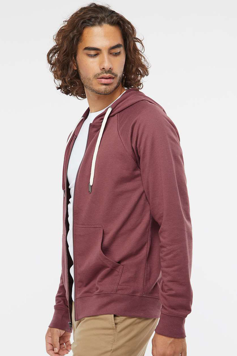 Independent Trading Company SS1000Z Mens Icon Loopback Terry Full Zip Hooded Sweatshirt Hoodie w/ Pockets Port Model Side