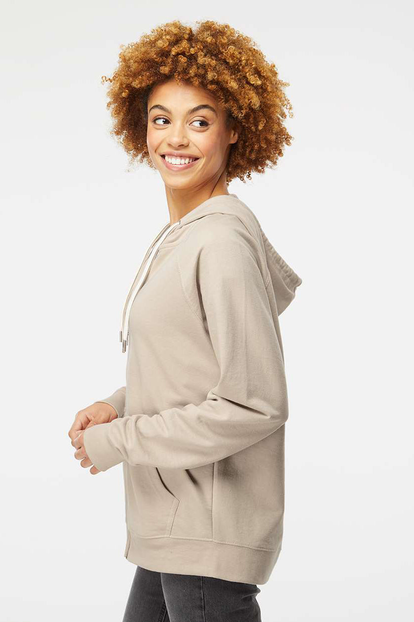 Independent Trading Company SS1000Z Mens Icon Loopback Terry Full Zip Hooded Sweatshirt Hoodie w/ Pockets Sand Model Side