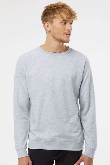 Independent Trading Company SS1000C Mens Icon Loopback Terry Crewneck Sweatshirt Heather Grey Model Front