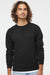 Independent Trading Company SS1000C Mens Icon Loopback Terry Crewneck Sweatshirt Black Model Front