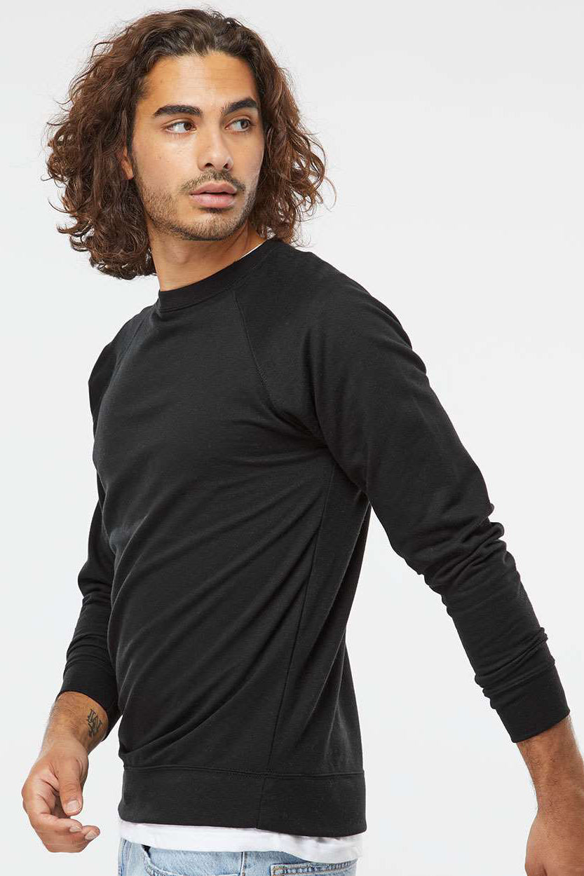 Independent Trading Company SS1000C Mens Icon Loopback Terry Crewneck Sweatshirt Black Model Side