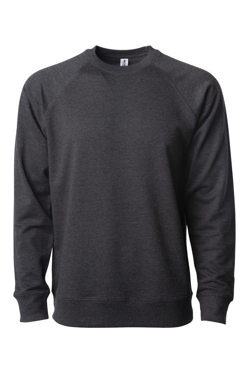 Independent Trading Company SS1000C Mens Icon Loopback Terry Crewneck Sweatshirt Heather Charcoal Grey Flat Front
