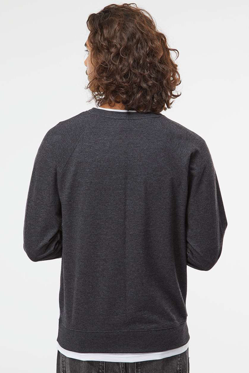 Independent Trading Company SS1000C Mens Icon Loopback Terry Crewneck Sweatshirt Heather Charcoal Grey Model Back