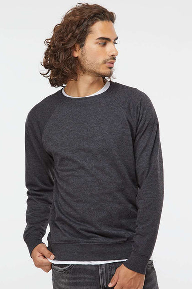 Independent Trading Company SS1000C Mens Icon Loopback Terry Crewneck Sweatshirt Heather Charcoal Grey Model Front