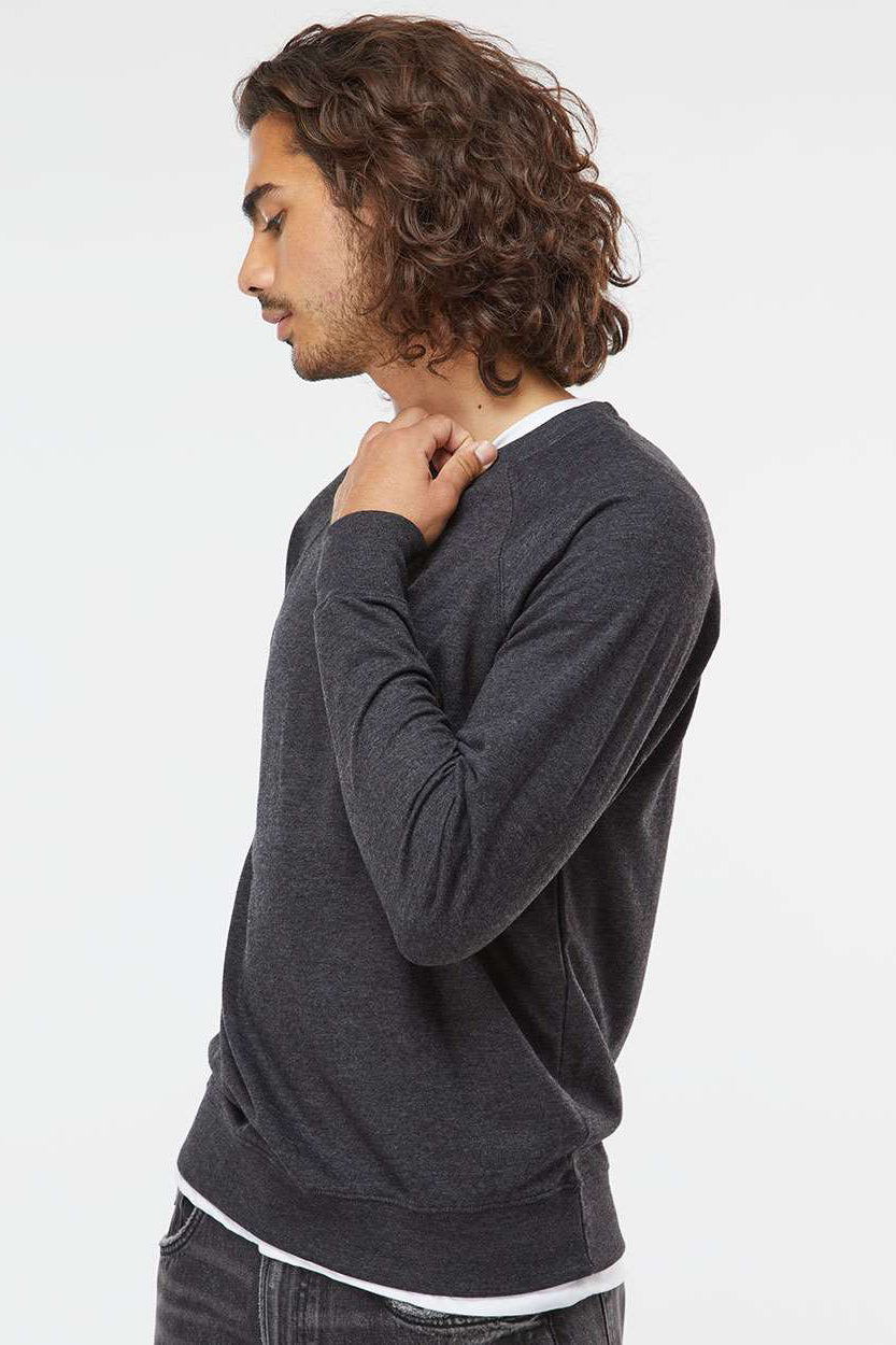 Independent Trading Company SS1000C Mens Icon Loopback Terry Crewneck Sweatshirt Heather Charcoal Grey Model Side