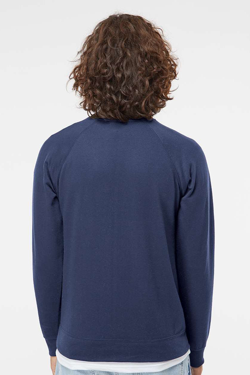 Independent Trading Company SS1000C Mens Icon Loopback Terry Crewneck Sweatshirt Indigo Blue Model Back