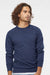 Independent Trading Company SS1000C Mens Icon Loopback Terry Crewneck Sweatshirt Indigo Blue Model Front