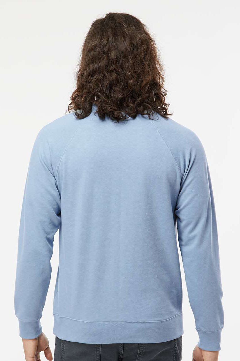 Independent Trading Company SS1000C Mens Icon Loopback Terry Crewneck Sweatshirt Misty Blue Model Back
