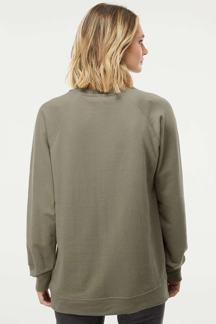 Independent Trading Company SS1000C Mens Icon Loopback Terry Crewneck Sweatshirt Olive Green Model Back