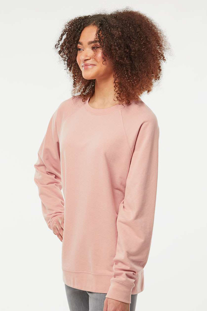 Independent Trading Company SS1000C Mens Icon Loopback Terry Crewneck Sweatshirt Rose Pink Model Side