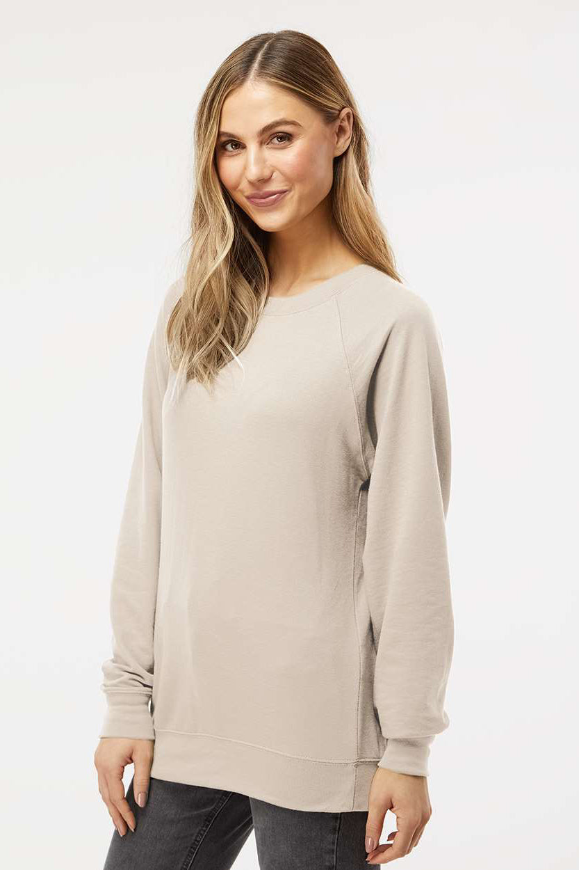 Independent Trading Company SS1000C Mens Icon Loopback Terry Crewneck Sweatshirt Sand Model Side