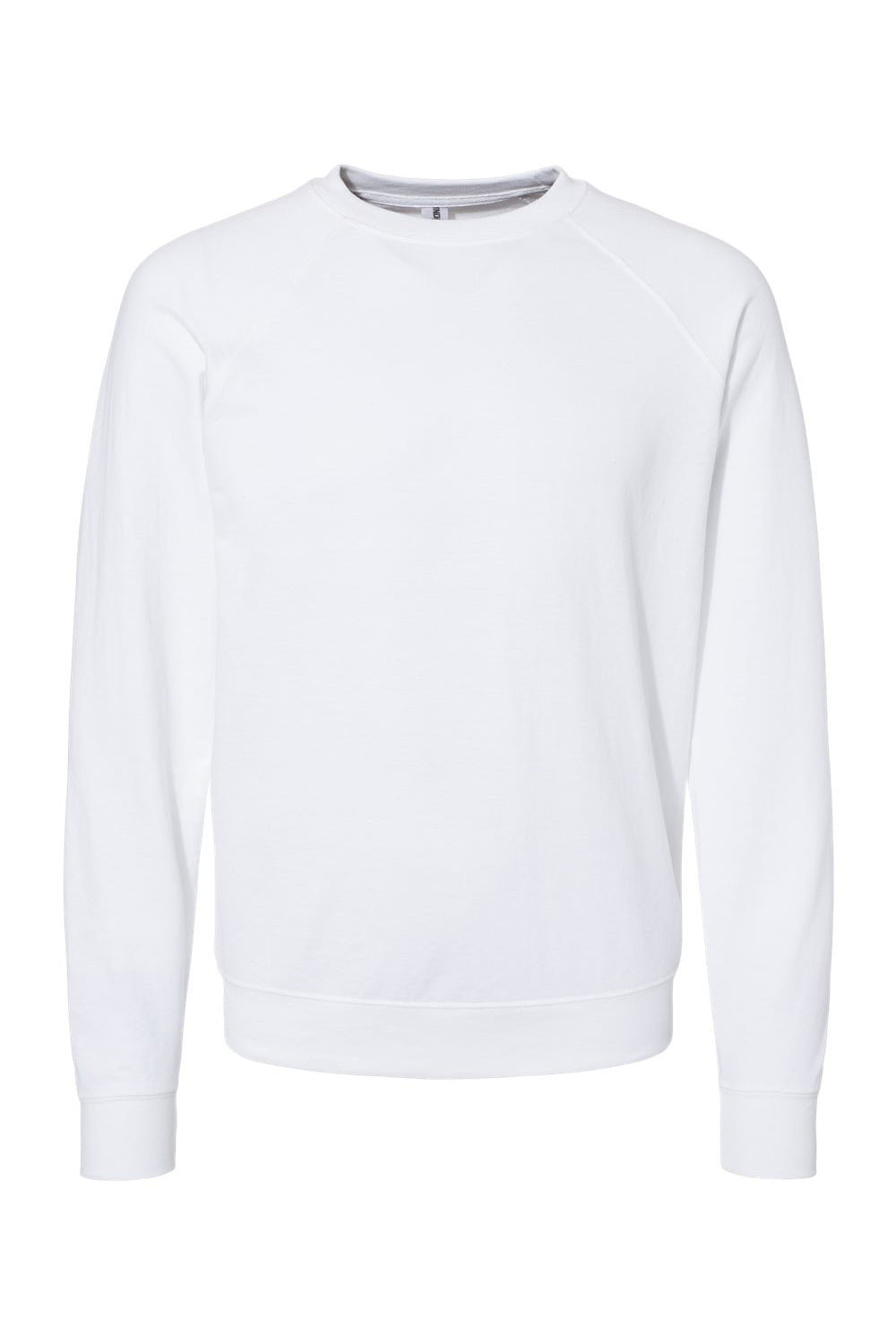 Independent Trading Company SS1000C Mens Icon Loopback Terry Crewneck Sweatshirt White Flat Front