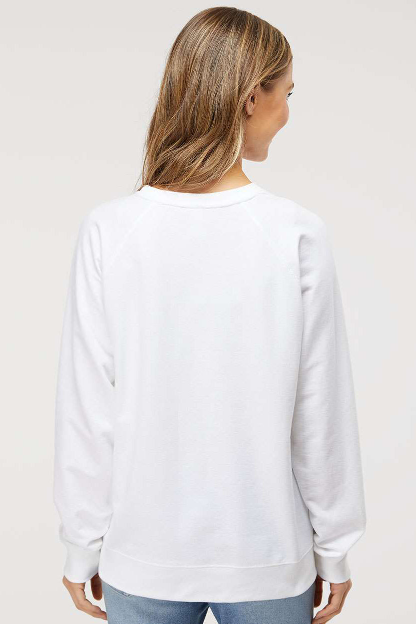 Independent Trading Company SS1000C Mens Icon Loopback Terry Crewneck Sweatshirt White Model Back