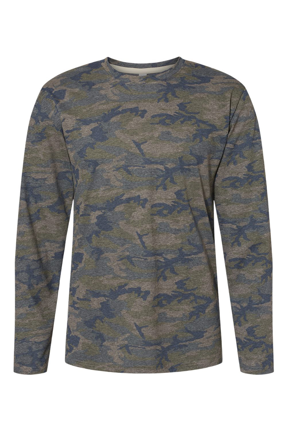 LAT 6918 Mens Fine Jersey Long Sleeve Crewneck T-Shirt Vintage Camo Flat Front