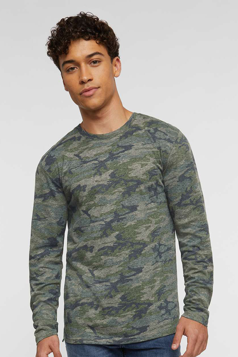 LAT 6918 Mens Fine Jersey Long Sleeve Crewneck T-Shirt Vintage Camo Model Front